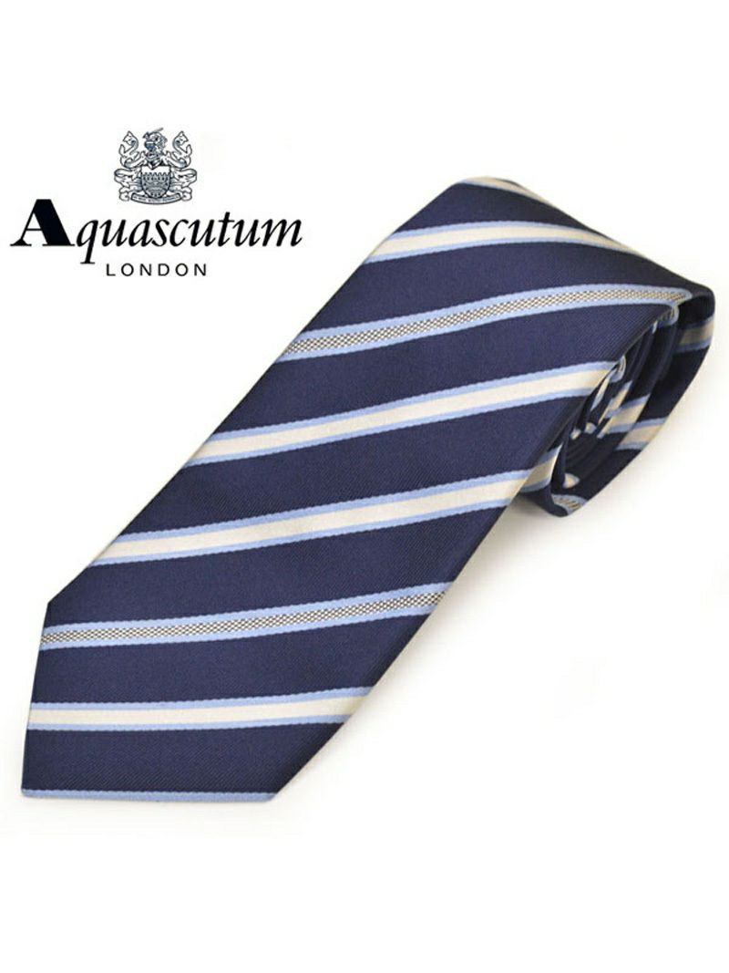 ネクタイ アクアスキュータム メンズ Aquascutum ストライプ柄シルクネクタイ(サイズ剣幅8cm)eam20s025 AQSS349-1 ネイビー OEO