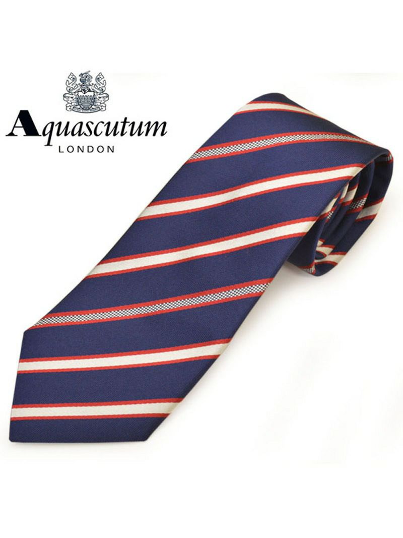 ネクタイ アクアスキュータム メンズ Aquascutum ストライプ柄シルクネクタイ(サイズ剣幅8cm)eam20s026 AQSS349-2 ネイビー OEO