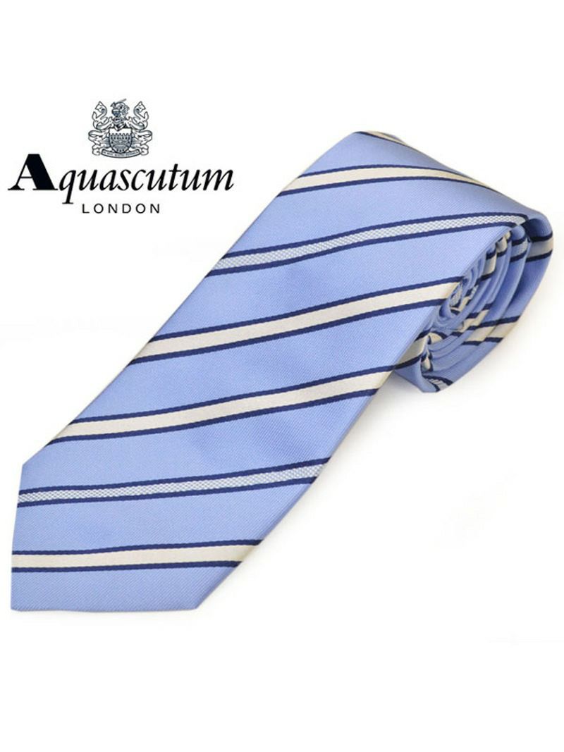 ネクタイ アクアスキュータム メンズ Aquascutum ストライプ柄シルクネクタイ(サイズ剣幅8cm)eam20s027 AQSS349-4 ブルー OEO