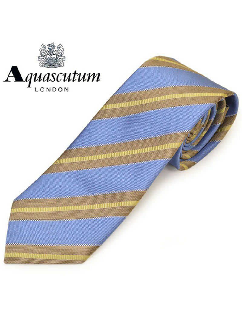 ネクタイ アクアスキュータム メンズ Aquascutum ストライプ柄シルクネクタイ(サイズ剣幅8cm)eam20s030 AQSS352-5 ブルー×ベージュ OEO