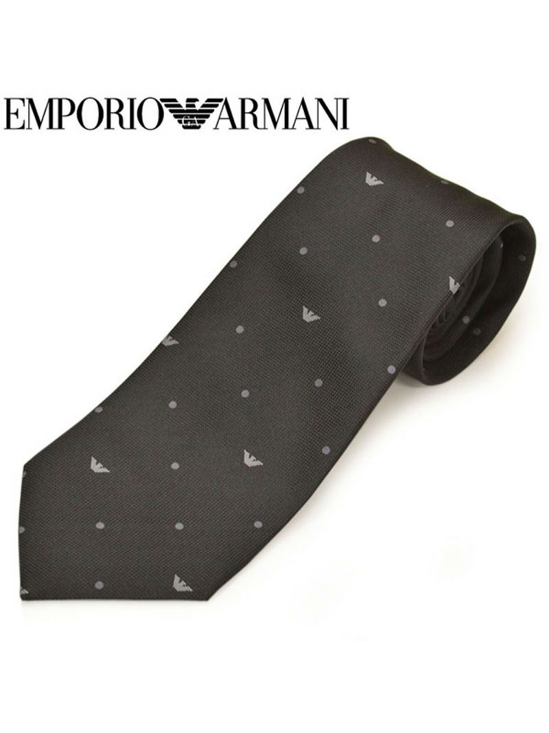 ネクタイ エンポリオアルマーニ メンズ EMPORIO ARMANI イーグルエンブレム/ドット柄シルク (サイズ剣幅8.5cm)eea20s015 0P335-00020 00020 BLACK OEO