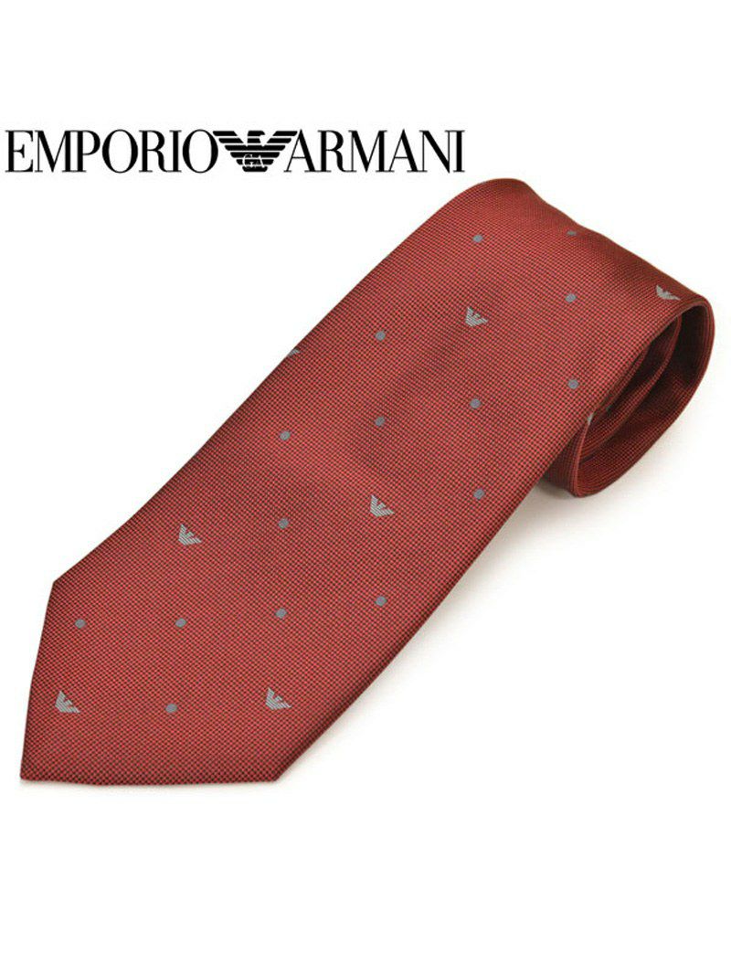 ネクタイ エンポリオアルマーニ メンズ EMPORIO ARMANI イーグルエンブレム/ドット柄シルク (サイズ剣幅8.5cm)eea20s018 0P335-00173 00173 RUBY RED OEO