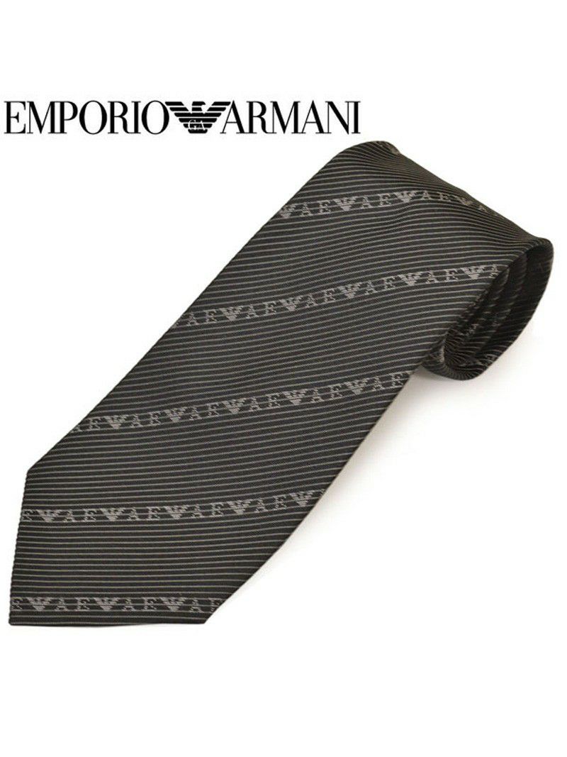 ネクタイ エンポリオアルマーニ メンズ EMPORIO ARMANI ストライプ柄ブランドロゴネクタイ(サイズ剣幅8.5cm)eea20s032 9P618-00120 ブラック OEO