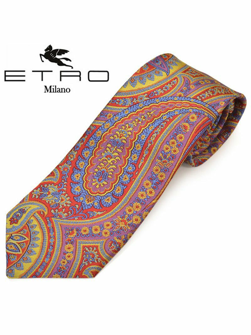 ネクタイ エトロ メンズ ETRO ペイズリー柄シルクネクタイ(サイズ剣幅8cm)eet20s003 3035-600 レッド OEO