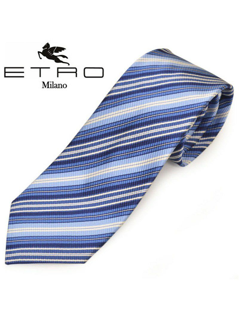 ネクタイ エトロ メンズ ETRO ストライプ柄シルクネクタイ(サイズ剣幅8cm)eet20s007 3053-200 ブルー OEO