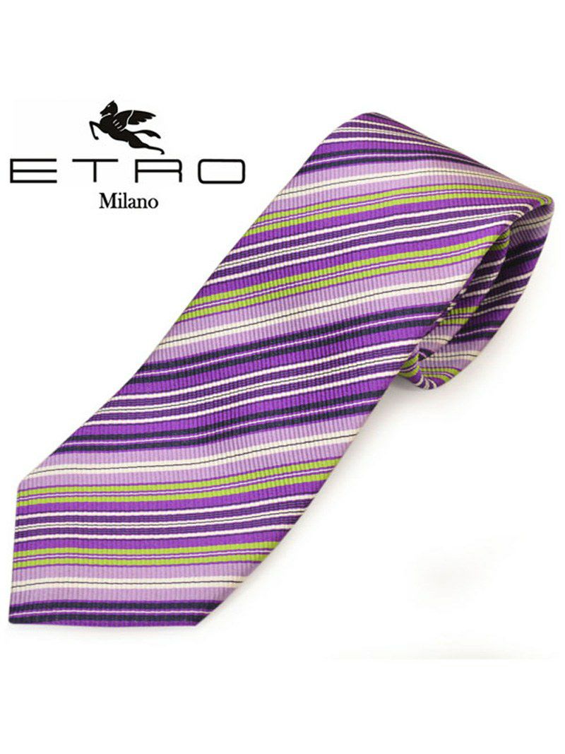 ネクタイ エトロ メンズ ETRO ストライプ柄シルクネクタイ(サイズ剣幅8cm)eet20s008 3053-400 パープル OEO