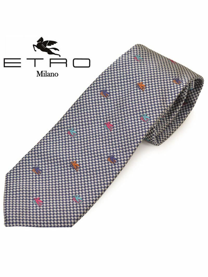 ネクタイ エトロ メンズ ETRO ブランドエンブレム ロゴ/シルクネクタイ(サイズ剣幅8cm)eet20s010 3059-200 ネイビー OEO