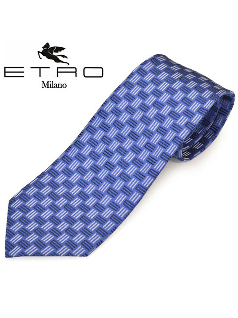 ネクタイ エトロ メンズ ETRO 格子柄シルクネクタイ(サイズ剣幅8cm)eet20s012 3078-201 ブルー OEO