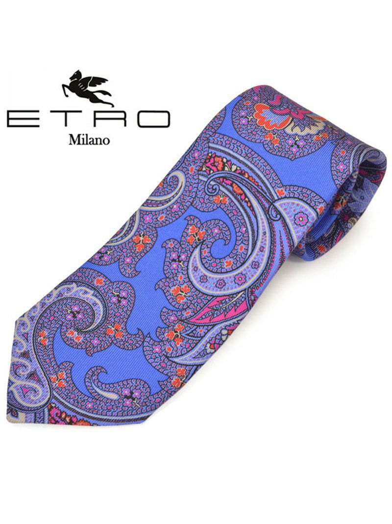 ネクタイ エトロ メンズ ETRO ペイズリー柄シルクネクタイ(サイズ剣幅8cm)eet20s016 5113-201 ブルー OEO