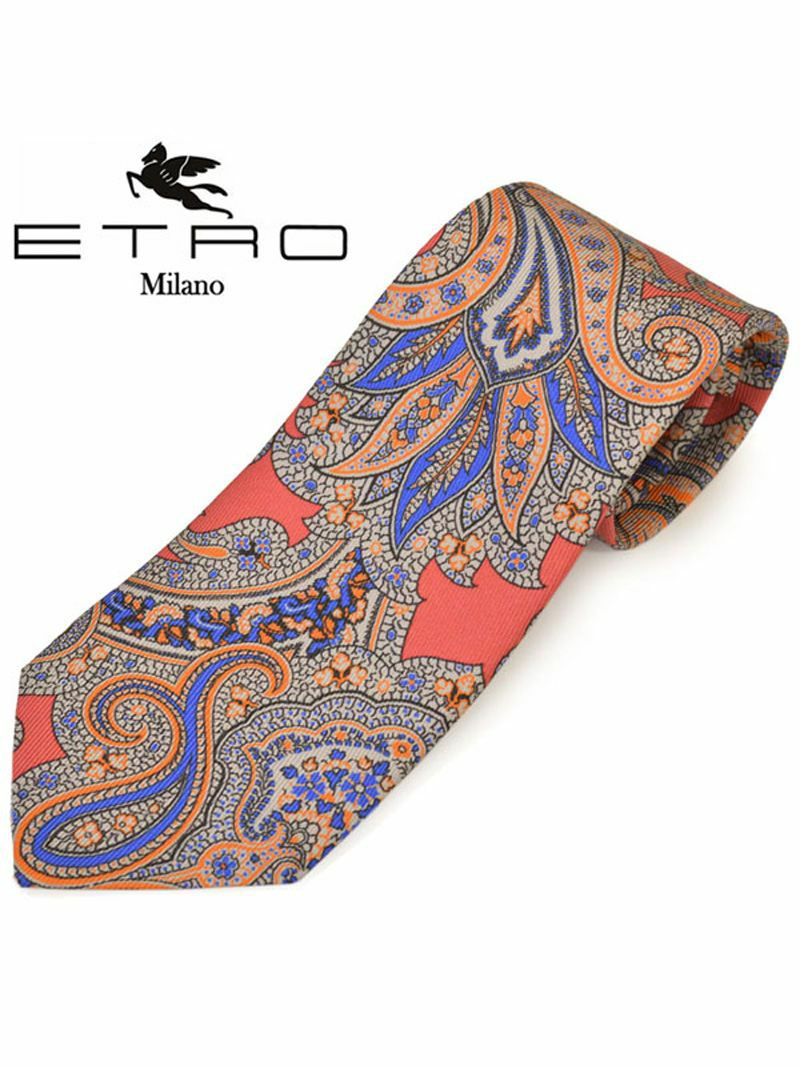 ネクタイ エトロ メンズ ETRO ペイズリー柄シルクネクタイ(サイズ剣幅8cm)eet20s017 5113-600 ローズ OEO