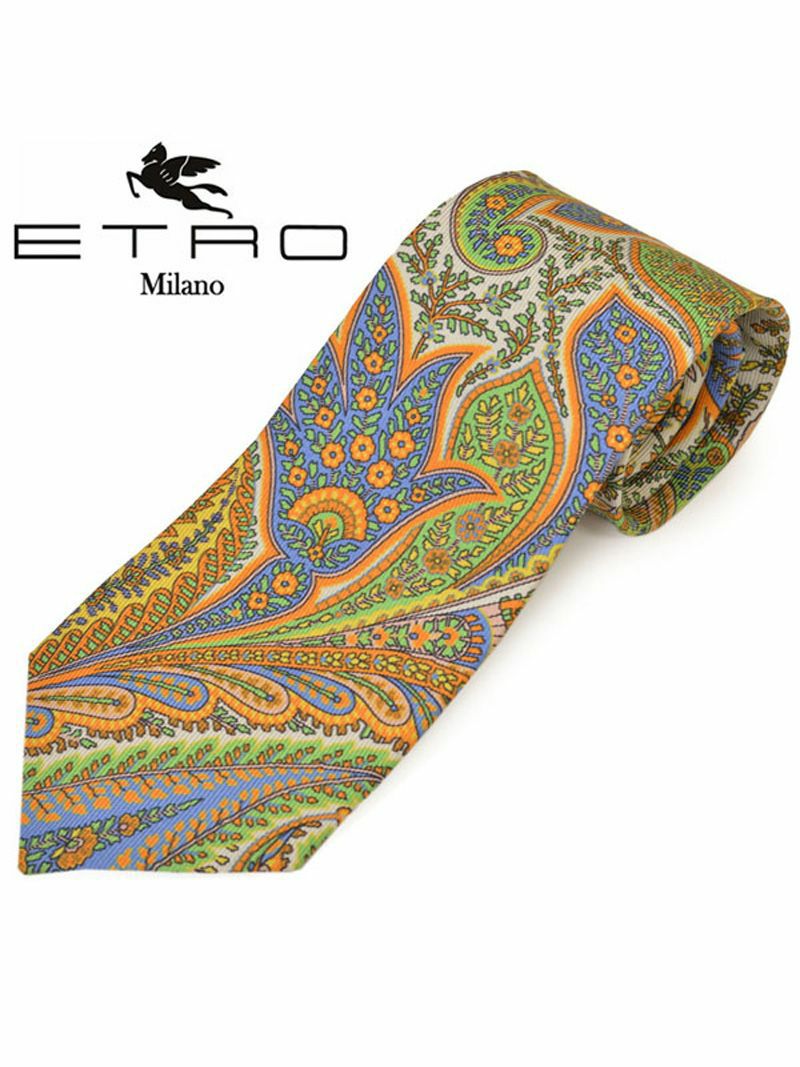 ネクタイ エトロ メンズ ETRO ペイズリー柄シルクネクタイ(サイズ剣幅8cm)eet20s020 5119-750 イエロー OEO