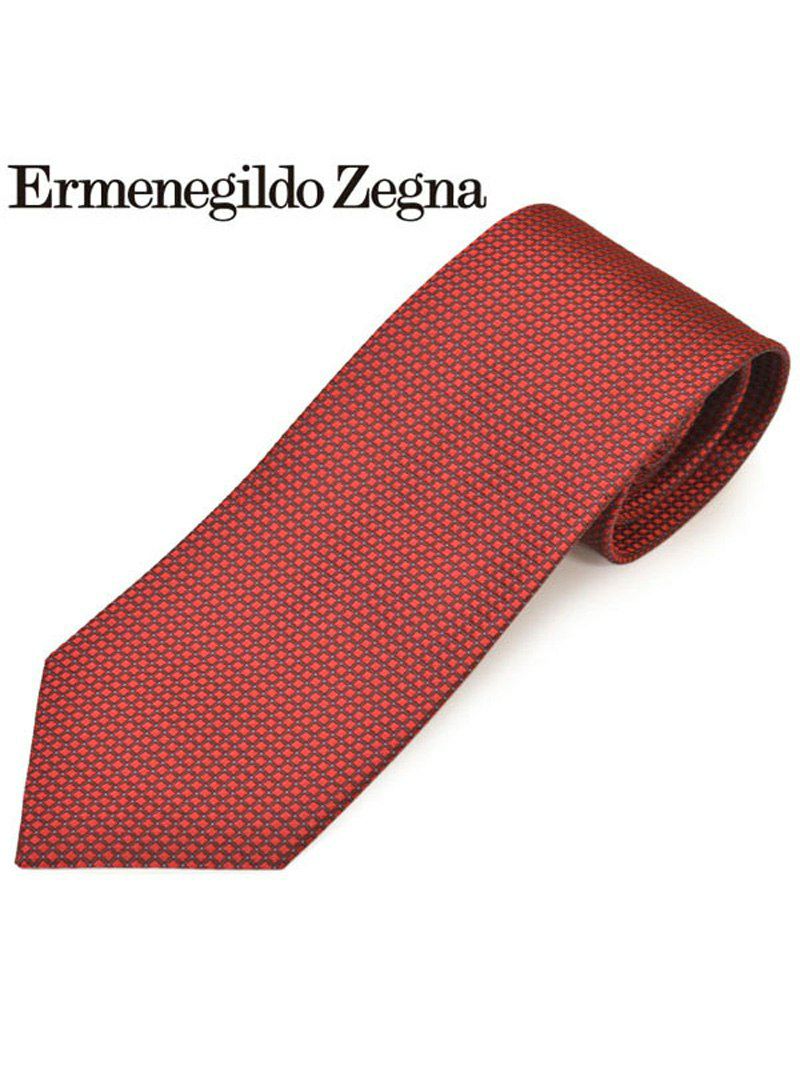 ネクタイ エルメネジルドゼニア メンズ Ermenegildo Zegna スクエア柄シルクネクタイ(サイズ剣幅8cm)eez20s011 Z7D02-H レッド OEO