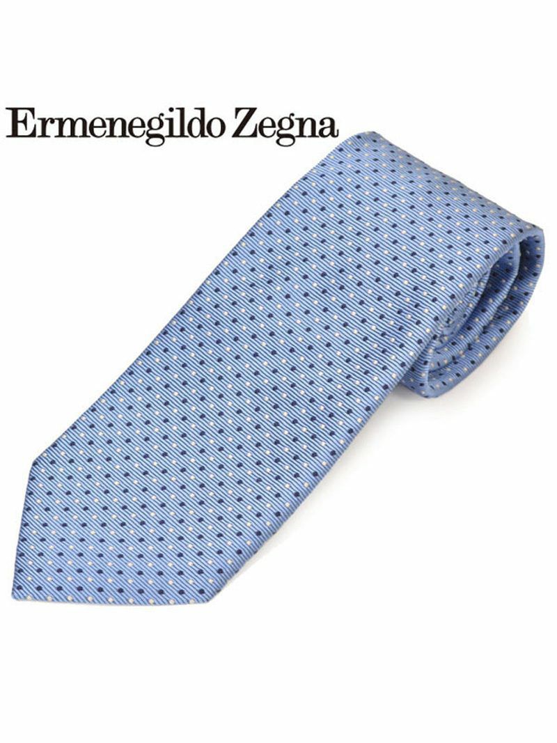 ネクタイ エルメネジルドゼニア メンズ Ermenegildo Zegna ドット柄シルクネクタイ(サイズ剣幅8cm)eez20s013 Z7D05-A ブルー OEO