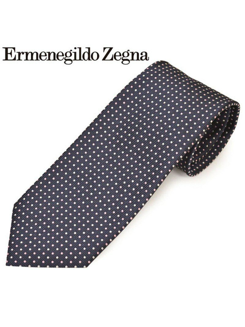 ネクタイ エルメネジルドゼニア メンズ Ermenegildo Zegna ドット柄シルクネクタイ(サイズ剣幅8cm)eez20s014 Z7D06-A ネイビー OEO