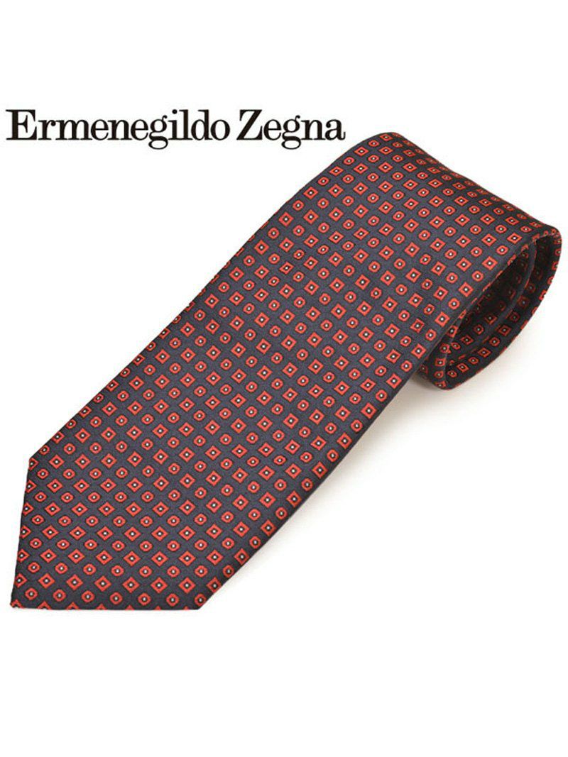 ネクタイ エルメネジルドゼニア メンズ Ermenegildo Zegna スクエア柄シルクネクタイ(サイズ剣幅8cm)eez20s015 Z7D03-B レッド OEO