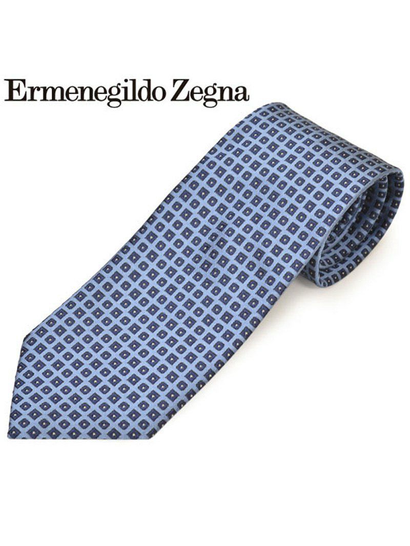 ネクタイ エルメネジルドゼニア メンズ Ermenegildo Zegna スクエア柄シルクネクタイ(サイズ剣幅8cm)eez20s016 Z7D05-B ブルー OEO