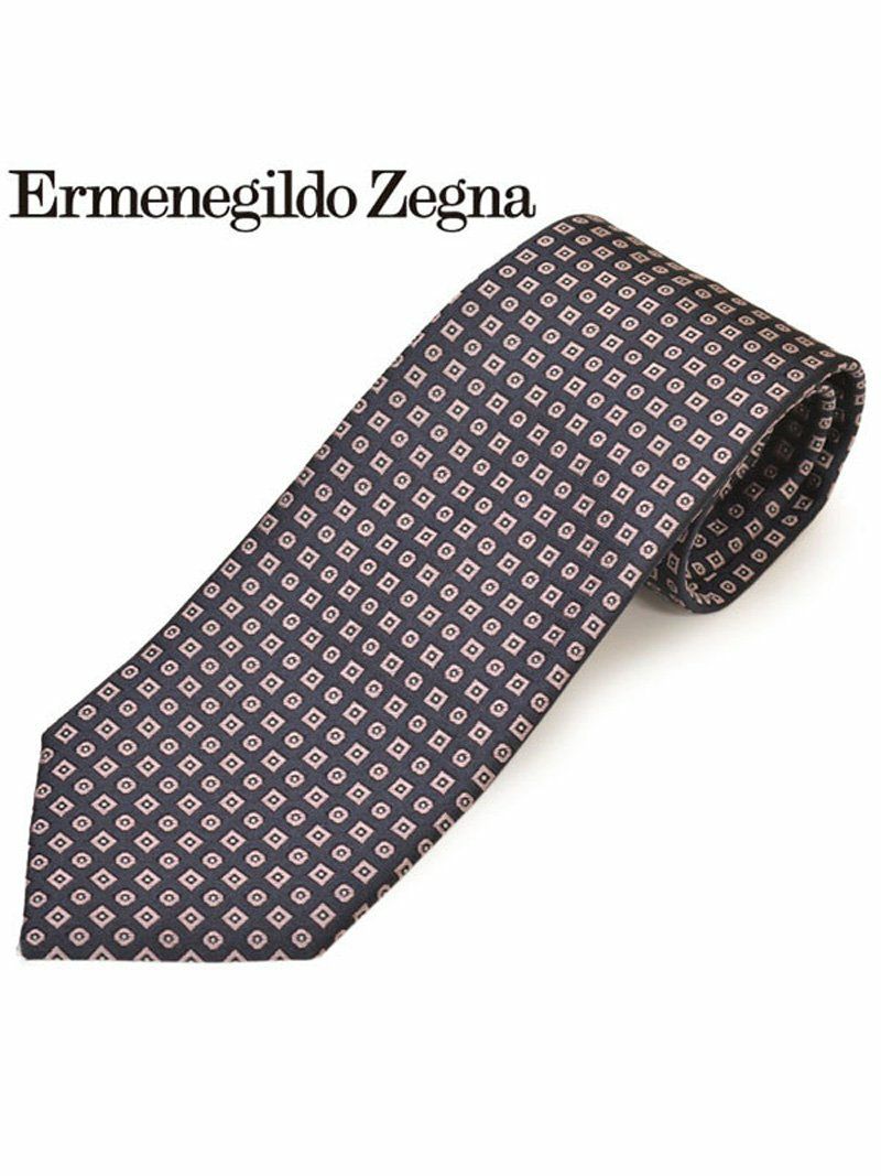 ネクタイ エルメネジルドゼニア メンズ Ermenegildo Zegna スクエア柄シルクネクタイ(サイズ剣幅8cm)eez20s017 Z7D06-B ピンク OEO