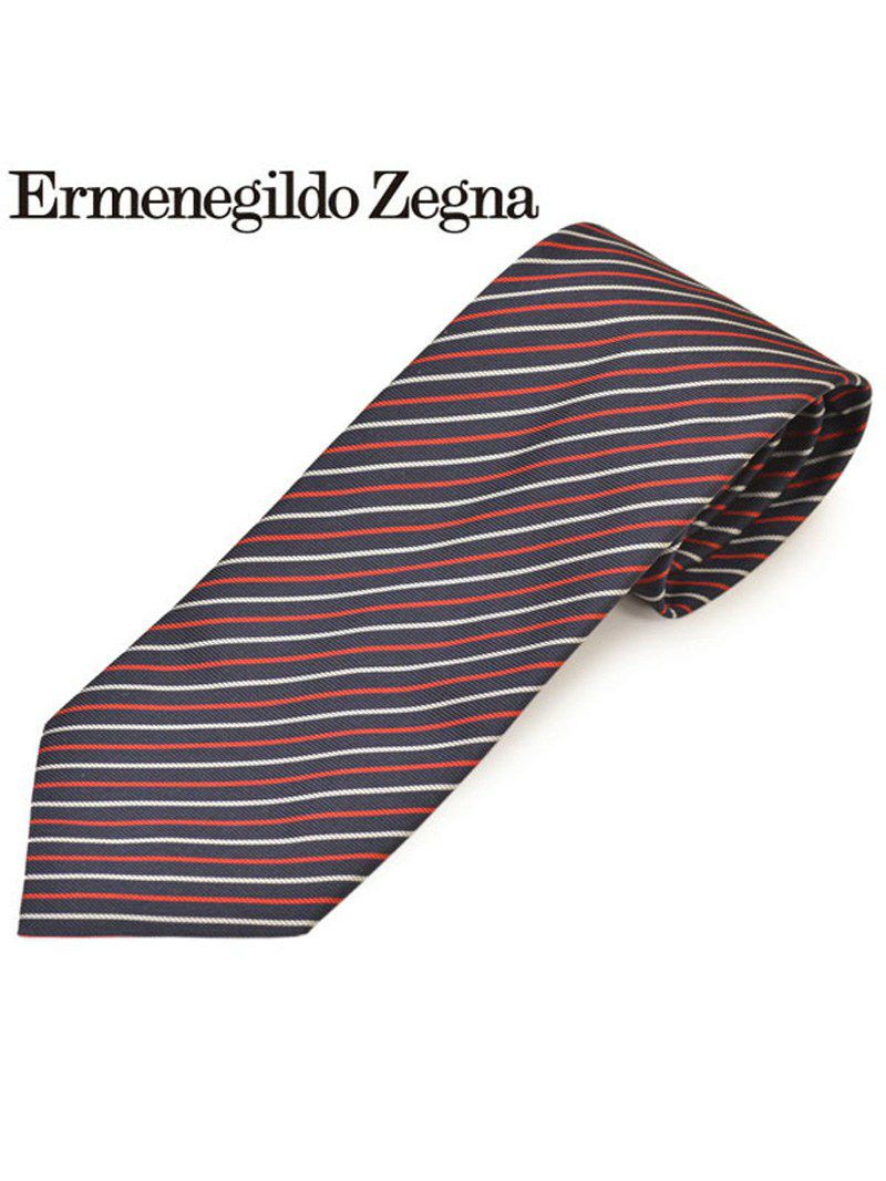 ネクタイ エルメネジルドゼニア メンズ Ermenegildo Zegna ストライプ柄シルクネクタイ(サイズ剣幅8cm)eez20s018 Z7D03-C ネイビー OEO