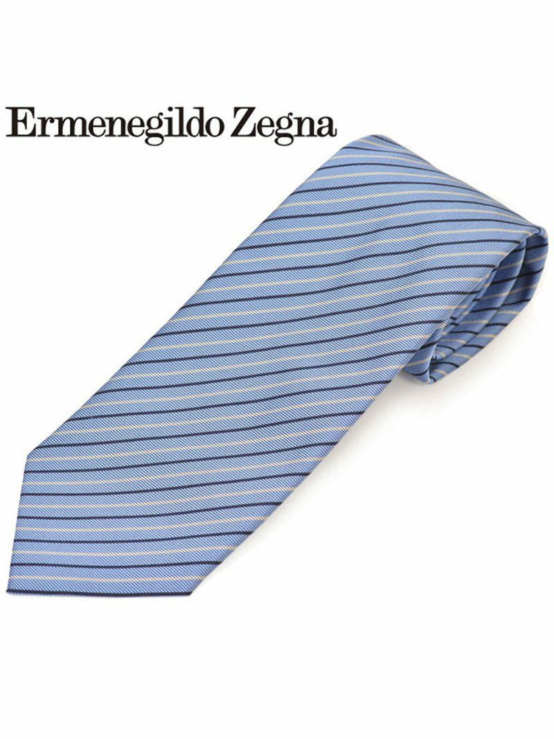 ネクタイ エルメネジルドゼニア メンズ Ermenegildo Zegna ストライプ柄シルクネクタイ(サイズ剣幅8cm)eez20s019 Z7D05-C ブルー OEO