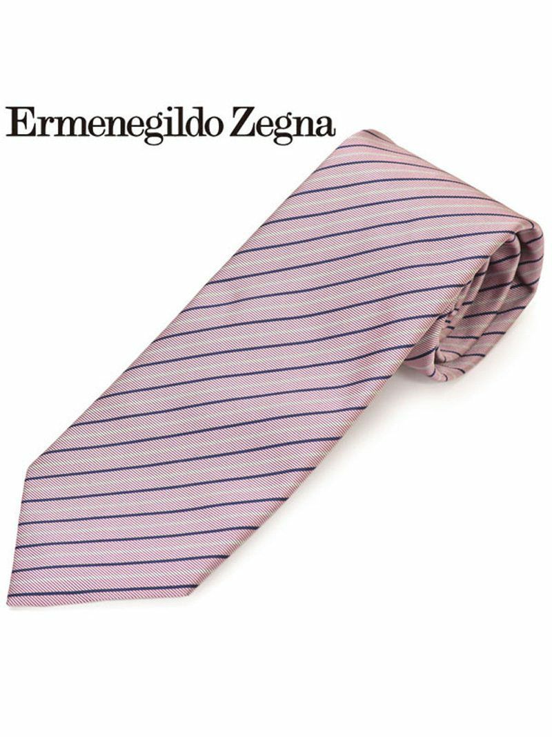 ネクタイ エルメネジルドゼニア メンズ Ermenegildo Zegna ストライプ柄シルクネクタイ(サイズ剣幅8cm)eez20s020 Z7D06-C ピンク OEO