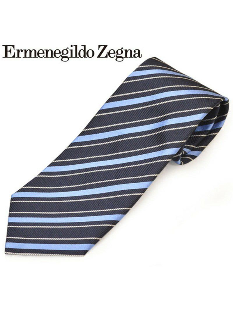 ネクタイ エルメネジルドゼニア メンズ Ermenegildo Zegna ストライプ柄シルクネクタイ(サイズ剣幅8cm)eez20s022 Z7D03-D ネイビー OEO