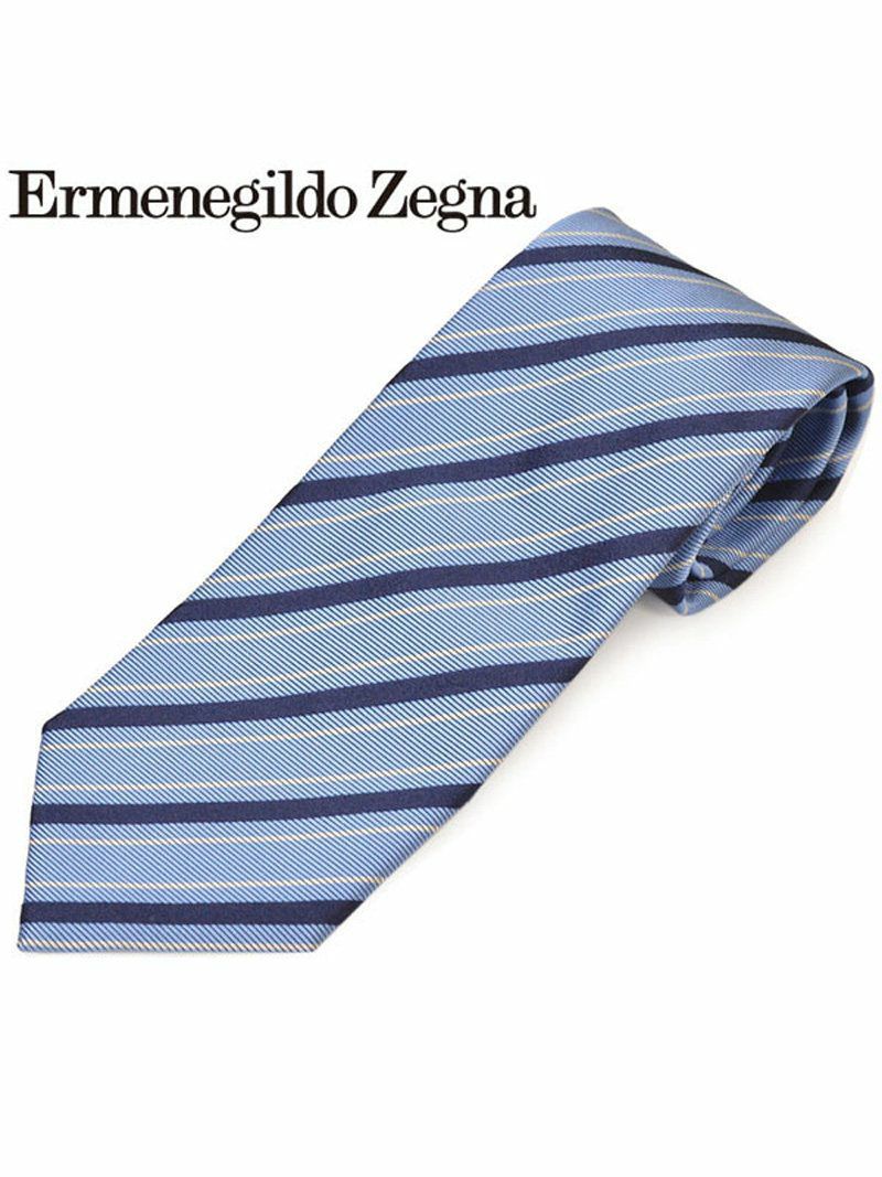 ネクタイ エルメネジルドゼニア メンズ Ermenegildo Zegna ストライプ柄シルクネクタイ(サイズ剣幅8cm)eez20s023 Z7D05-D ブルー OEO