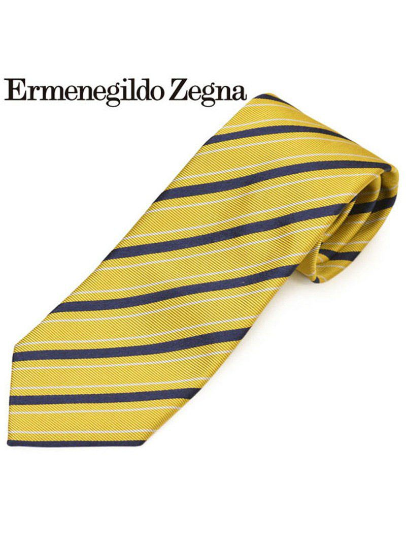 ネクタイ エルメネジルドゼニア メンズ Ermenegildo Zegna ストライプ柄シルクネクタイ(サイズ剣幅8cm)eez20s025 Z7D08-D イエロー OEO