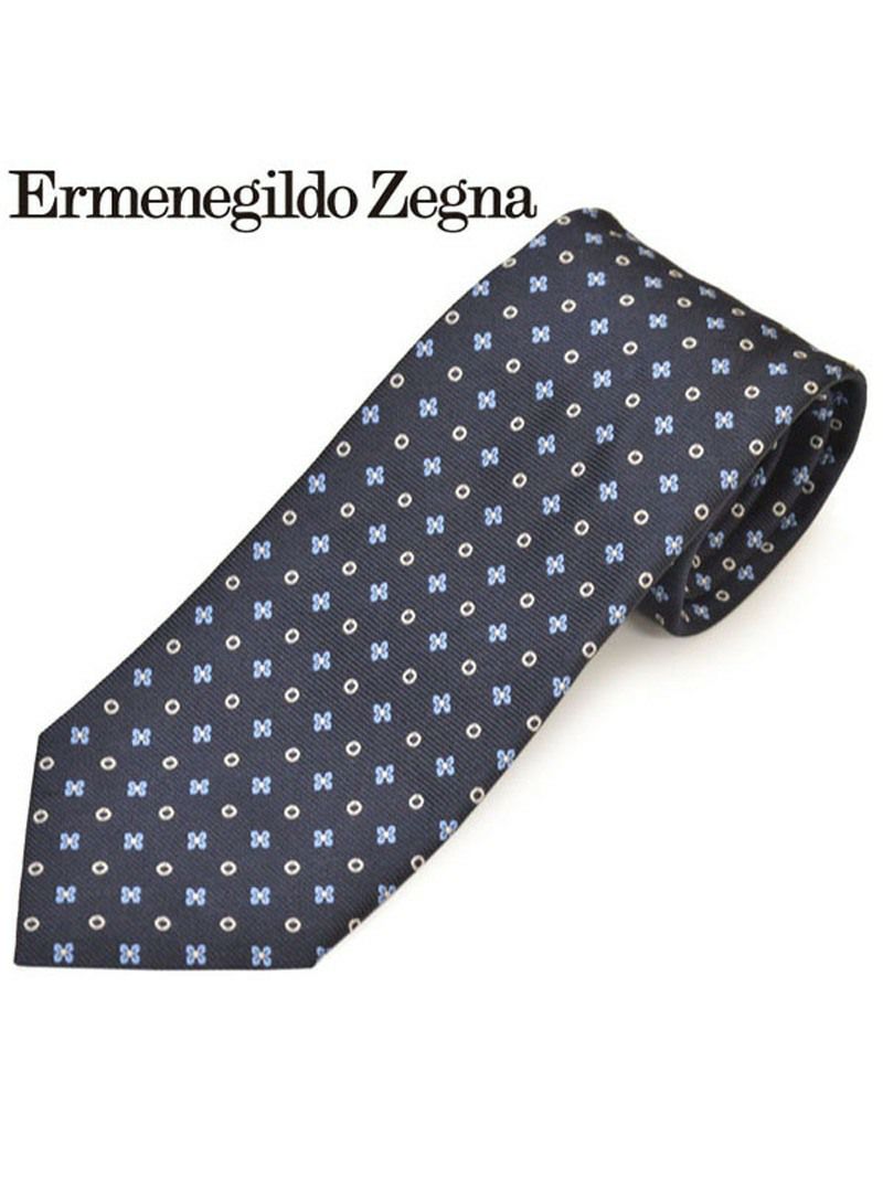 ネクタイ エルメネジルドゼニア メンズ Ermenegildo Zegna 小花/フラワー柄シルクネクタイ(サイズ剣幅8cm)eez20s026 Z7D03-E ネイビー OEO