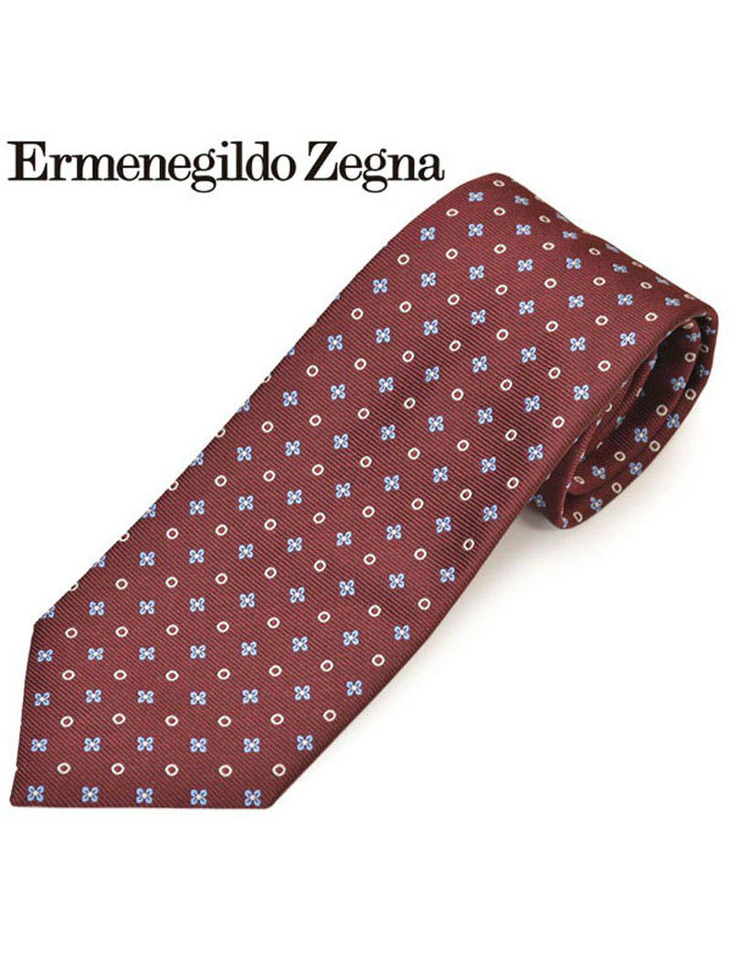 ネクタイ エルメネジルドゼニア メンズ Ermenegildo Zegna 小花/フラワー柄シルクネクタイ(サイズ剣幅8cm)eez20s027 Z7D04-E ボルドー OEO