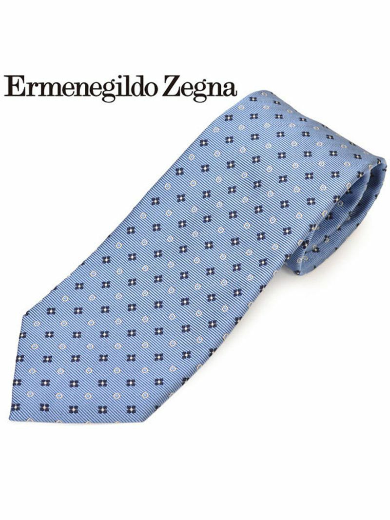 ネクタイ エルメネジルドゼニア メンズ Ermenegildo Zegna 小花/フラワー柄シルクネクタイ(サイズ剣幅8cm)eez20s028 Z7D05-E ブルー OEO