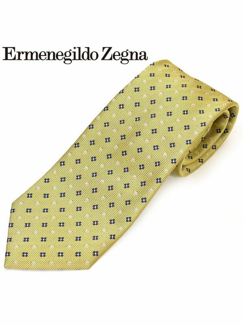 ネクタイ エルメネジルドゼニア メンズ Ermenegildo Zegna 小花/フラワー柄シルクネクタイ(サイズ剣幅8cm)eez20s030 Z7D08-E イエロー OEO