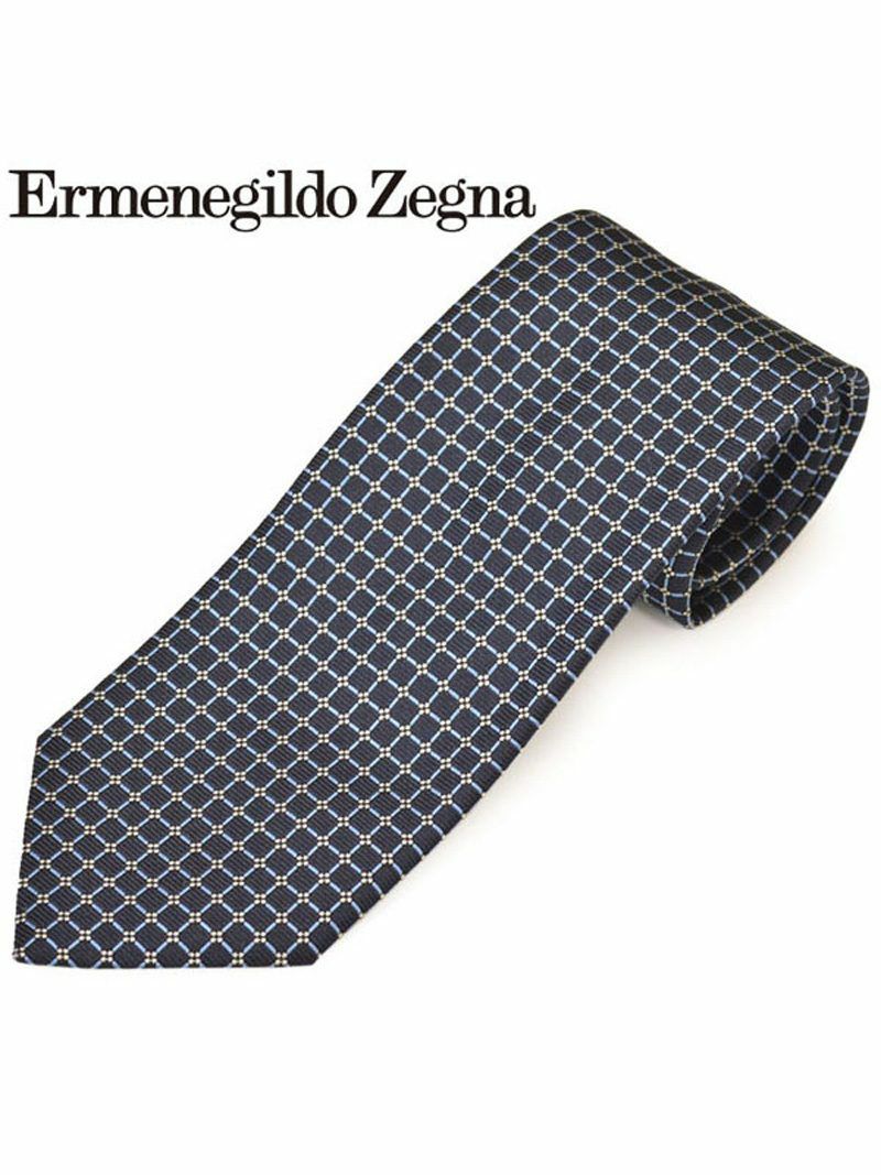 ネクタイ エルメネジルドゼニア メンズ Ermenegildo Zegna スクエア柄シルクネクタイ(サイズ剣幅8cm)eez20s031 Z7D03-F ネイビー OEO