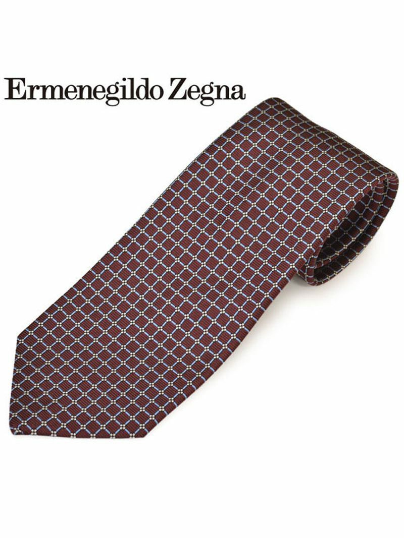 ネクタイ エルメネジルドゼニア メンズ Ermenegildo Zegna スクエア柄シルクネクタイ(サイズ剣幅8cm)eez20s032 Z7D04-F ボルドー OEO