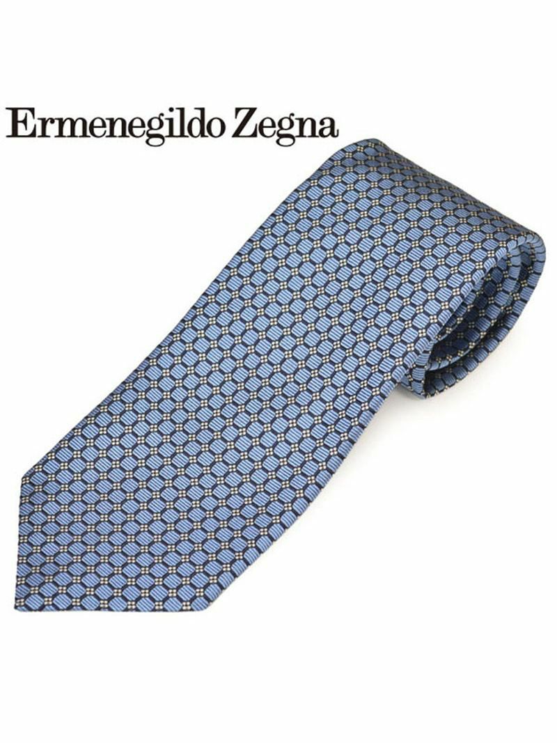 ネクタイ エルメネジルドゼニア メンズ Ermenegildo Zegna スクエア柄シルクネクタイ(サイズ剣幅8cm)eez20s033 Z7D05-F ブルー OEO