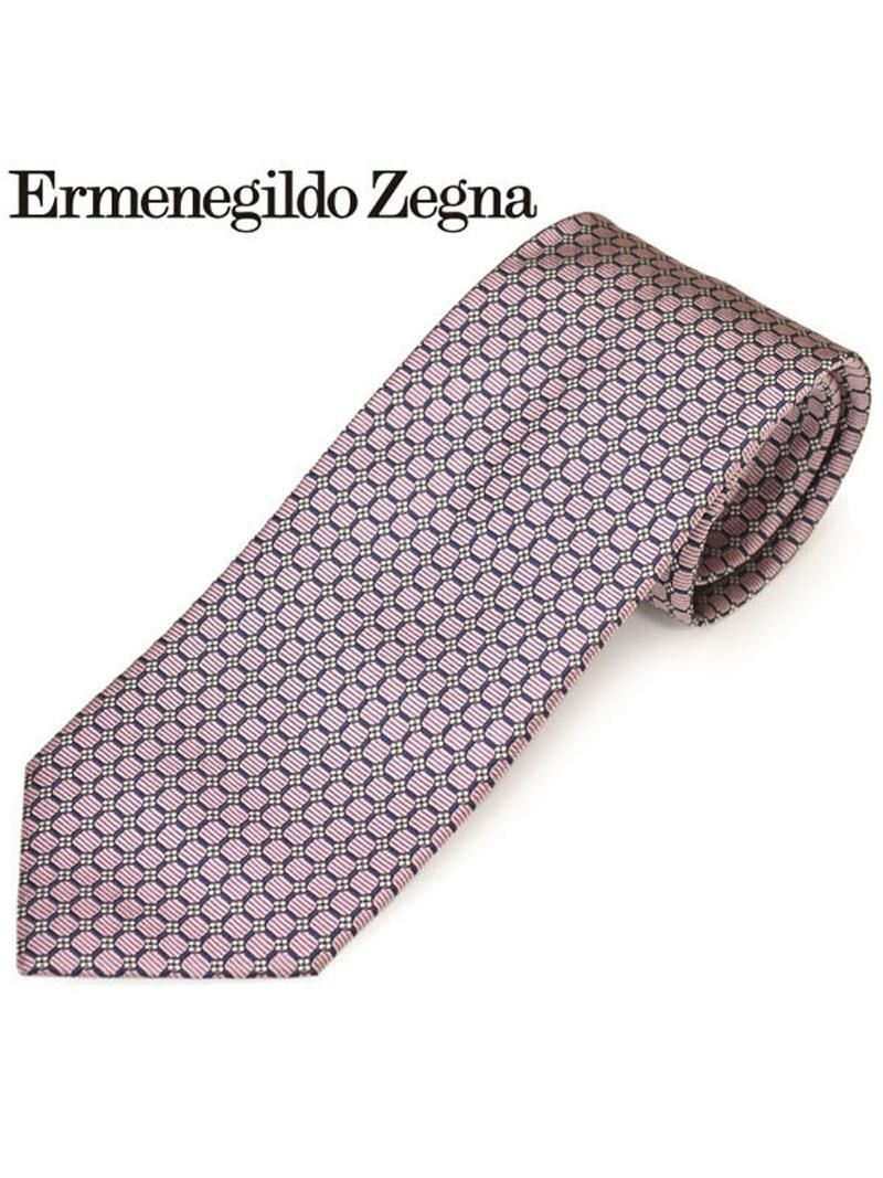 ネクタイ エルメネジルドゼニア メンズ Ermenegildo Zegna スクエア柄シルクネクタイ(サイズ剣幅8cm)eez20s034 Z7D06-F ピンク OEO