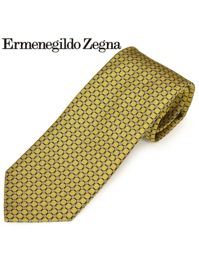 ネクタイ エルメネジルドゼニア メンズ Ermenegildo Zegna スクエア柄シルクネクタイ(サイズ剣幅8cm)eez20s035 Z7D08-F イエロー OEO