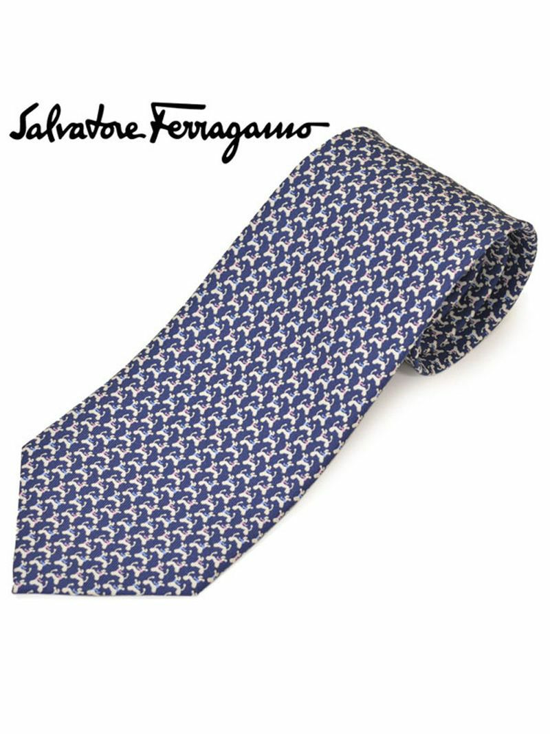 ネクタイ サルバトーレフェラガモ Salvatore Ferragamo メンズ ドッグ/イヌモチーフ柄シルクネクタイ(サイズ剣幅8cm)efg20s001 354000-011 ネイビー OEO