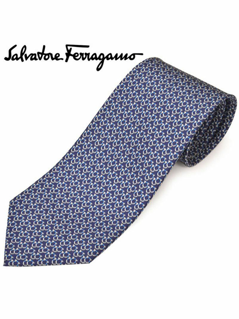 ネクタイ サルバトーレフェラガモ Salvatore Ferragamo メンズ ガンチーニ柄シルクネクタイ(サイズ剣幅8cm)efg20s035 358768-001 ネイビー OEO