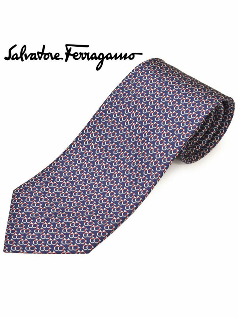 ネクタイ サルバトーレフェラガモ Salvatore Ferragamo メンズ ガンチーニ柄シルクネクタイ(サイズ剣幅8cm)efg20s036 358768-002 ネイビー OEO