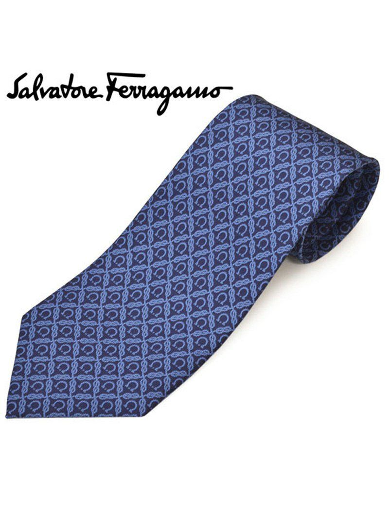 ネクタイ サルバトーレフェラガモ Salvatore Ferragamo メンズ ガンチーニ柄シルクネクタイ(サイズ剣幅8cm)efg20s044 358775-001 ネイビー OEO