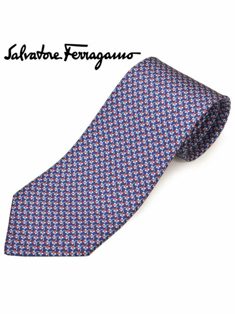 ネクタイ サルバトーレフェラガモ Salvatore Ferragamo メンズ フラワー/花柄シルクネクタイ(サイズ剣幅8cm)efg20s048 358795-002 ネイビー/レッド OEO