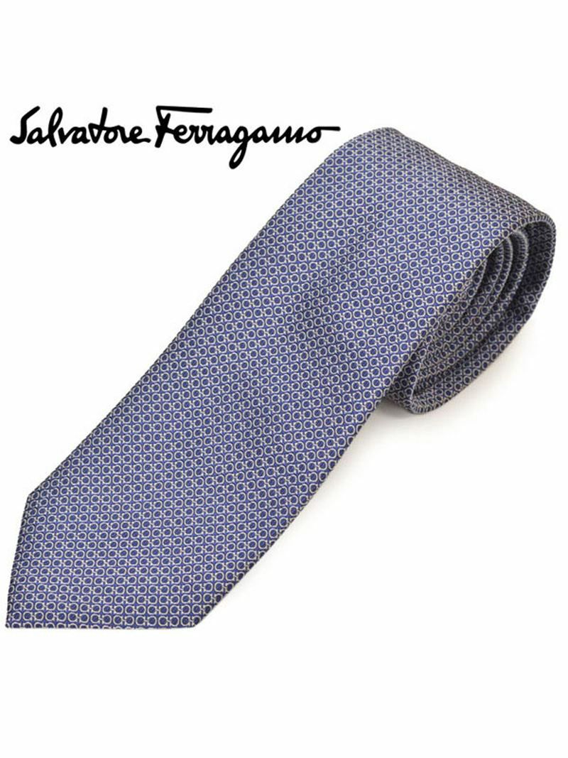 ネクタイ サルバトーレフェラガモ Salvatore Ferragamo メンズ ガンチーニ柄シルク ナロータイ(サイズ剣幅7cm)efg20s050 358827-001 ネイビー OEO