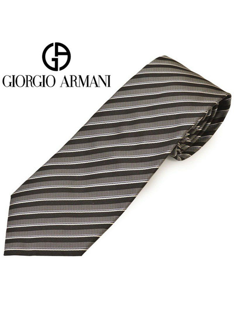 ネクタイ ジョルジオ アルマーニ メンズ GIORGIO ARMANI ストライプ柄シルクネクタイ(サイズ剣幅8cm)ega20s001 0P914-00020 ブラック OEO