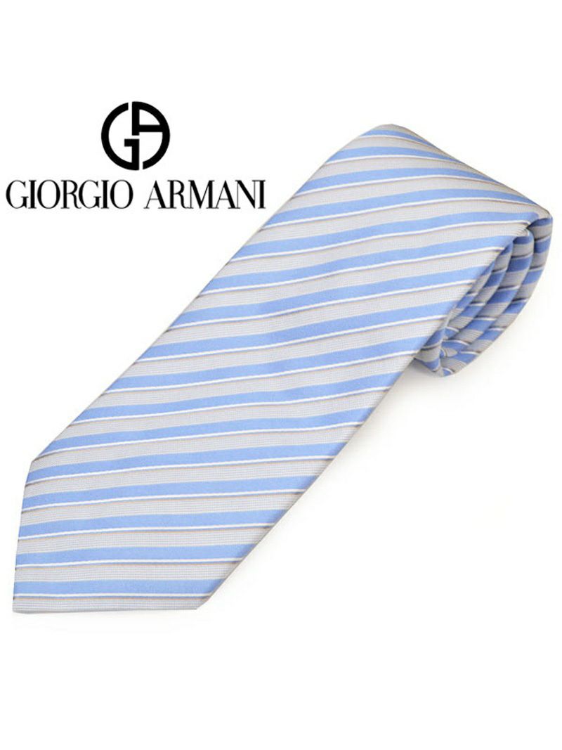 ネクタイ ジョルジオ アルマーニ メンズ Giorgio Armani ストライプ柄シルクネクタイ サイズ剣幅8cm Egas008 0p916 ブルー Oeo Rew You リューユ