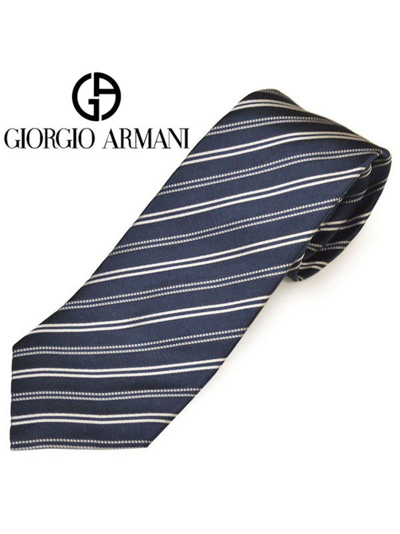 ネクタイ ジョルジオ アルマーニ メンズ GIORGIO ARMANI ストライプ柄シルクネクタイ(サイズ剣幅8cm)ega20s006 0P916-00036 ダークネイビー OEO