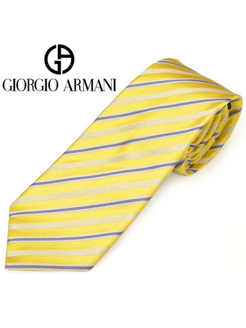 ネクタイ ジョルジオ アルマーニ メンズ GIORGIO ARMANI ストライプ柄シルクネクタイ(サイズ剣幅8cm)ega20s007 0P916-00060 イエロー OEO