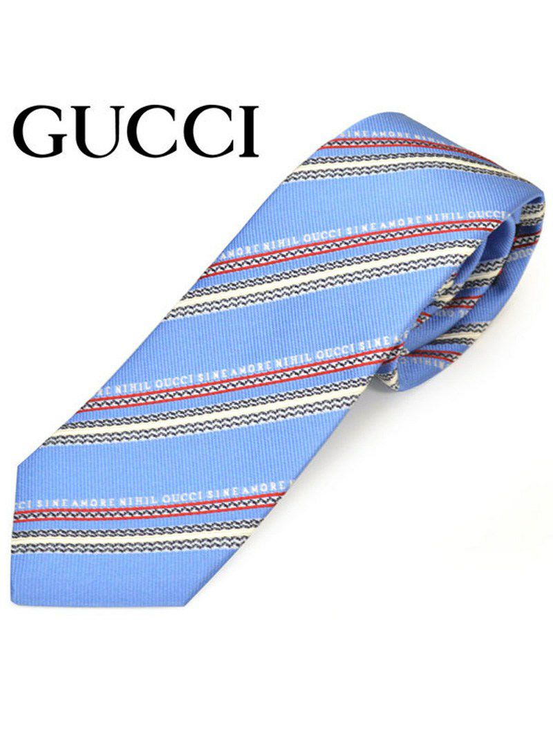 ネクタイ グッチ メンズ GUCCI ロゴ ストライプ柄 シルク ナロータイ(サイズ剣幅7cm)egc20s008 597105-4500 ライトブルー OEO