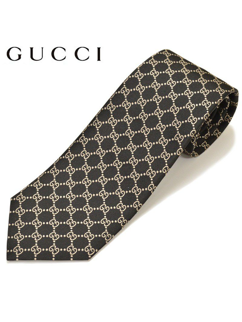 GUCCI グッチ メンズ シルクジャカードGGパターン柄ネクタイ  サイズ剣幅8cm egc17w011 456524 4B002 1079：ブラック OEO