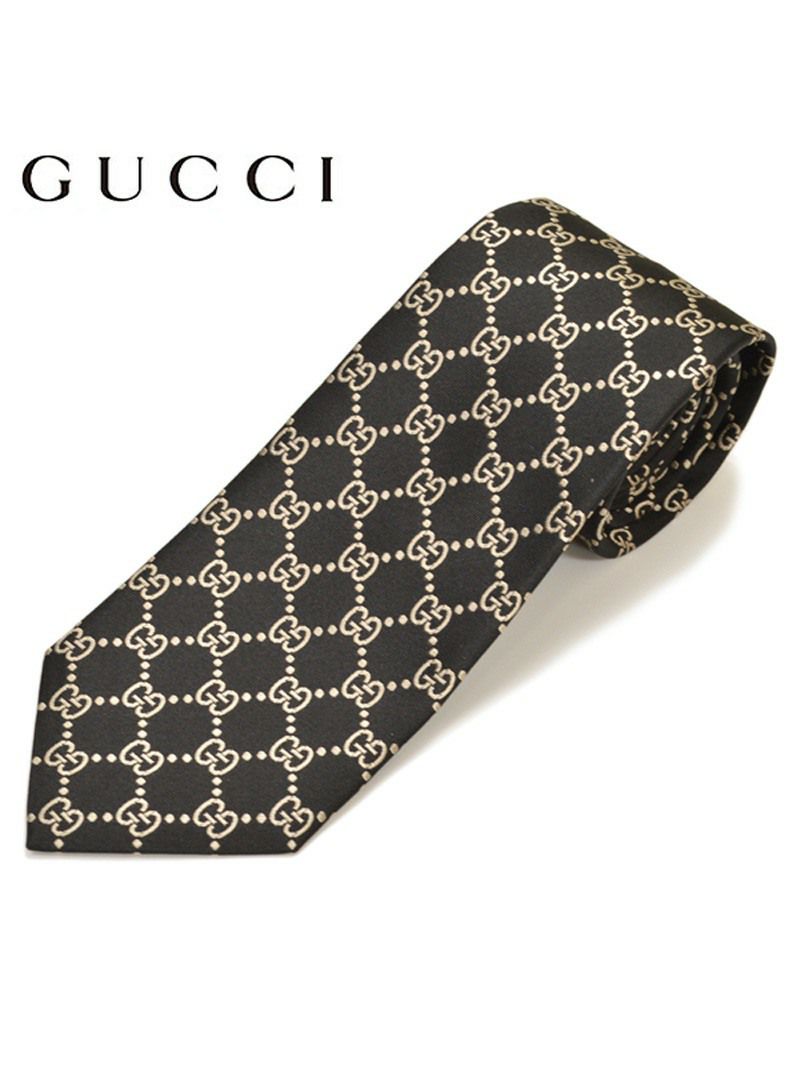 GUCCI グッチ メンズ シルクジャカードGGパターン柄ネクタイ  サイズ剣幅8cm egc17w014 499695 4B002 1079：ブラック OEO