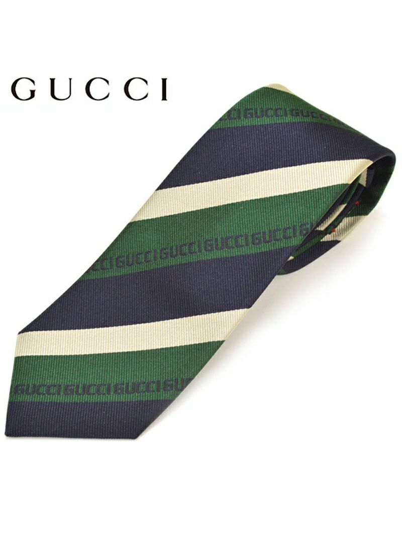 ネクタイ グッチ メンズ Gucci ロゴ ストライプ柄シルク ナロータイ サイズ剣幅7cm Egc19s001 3068 Green グリーン ネイビー ホワイト Oeo Rew You リューユ